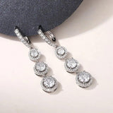 Round CZ Dangle Earrings Wedding Party Jewelry
