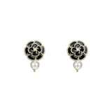Vintage Camellia Pearl Earrings for Women