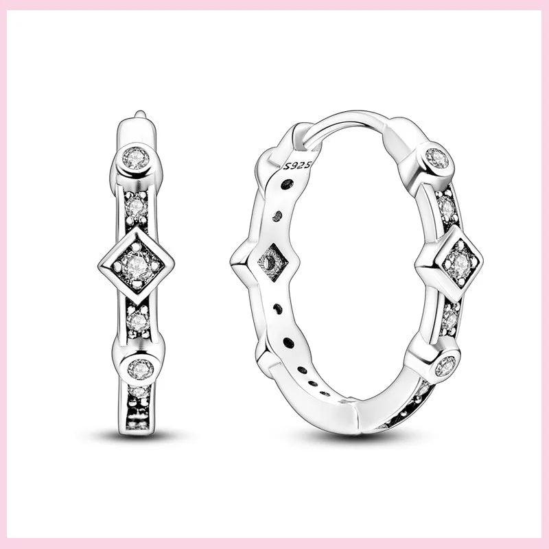925 Silver Colorful Zircon Rainbow Double Hoop Earrings