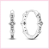 925 Silver Colorful Zircon Rainbow Double Hoop Earrings