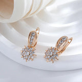 Vintage Rose Zircon Flower English Earrings 585