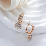 Vintage Rose Zircon Flower English Earrings 585