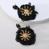 Cotton Lace Rose Flower Dangle Earrings Bridal Jewelry