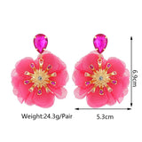 Cotton Lace Rose Flower Dangle Earrings Bridal Jewelry