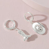 Women Silver Western Cowgirl Earring Cowboy Accessories Metal Drop Earring
