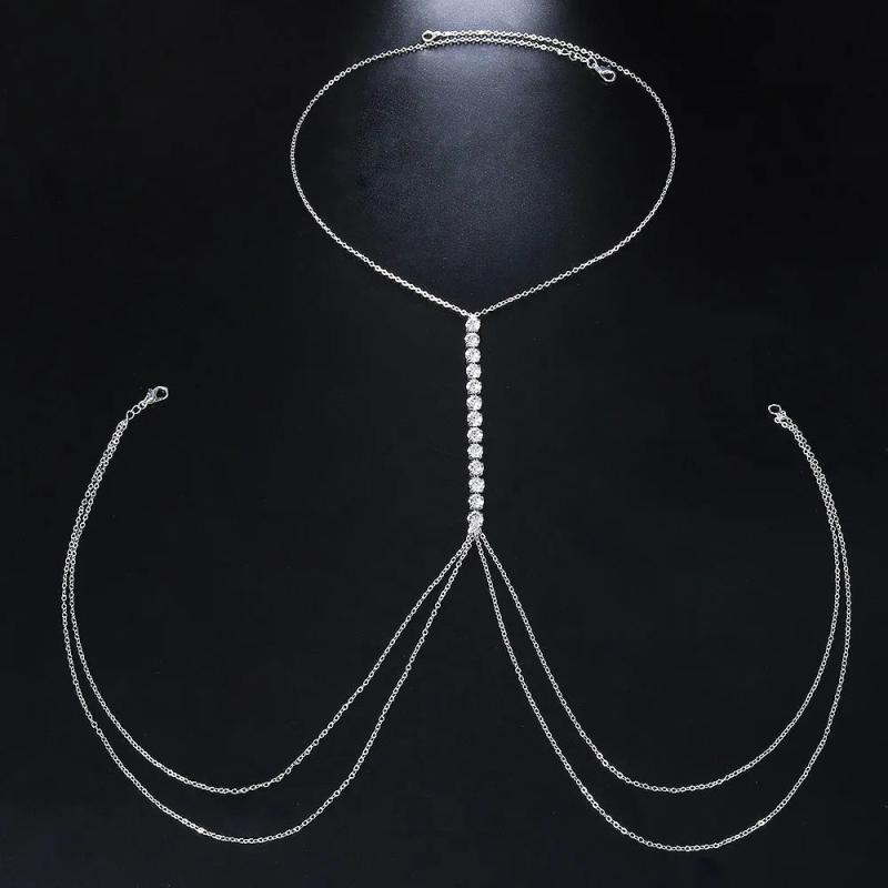 Kpop Rhinestone Multilayer Body Chain Stainless Steel Jewelry For Women