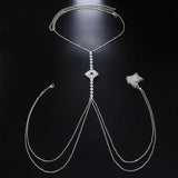 Kpop Rhinestone Multilayer Body Chain Stainless Steel Jewelry For Women