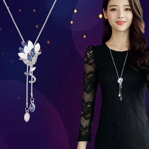 Flower Tassel Long Necklace Women Pendant Dress Accessories