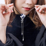 Flower Tassel Long Necklace Women Pendant Dress Accessories
