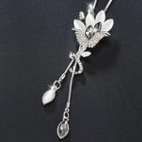 Flower Tassel Long Necklace Women Pendant Dress Accessories