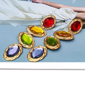 Colorful Rhinestone Long Drop Earrings Clear Crystal Jewelry