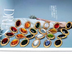 Colorful Rhinestone Long Drop Earrings Clear Crystal Jewelry