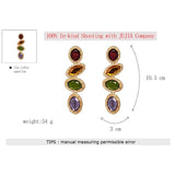Colorful Rhinestone Long Drop Earrings Clear Crystal Jewelry
