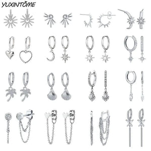 925 Silver Hollow Heart Hoop Earrings Asymmetrical Design for Women