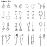 925 Silver Hollow Heart Hoop Earrings Asymmetrical Design for Women