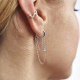 925 Silver Hollow Heart Hoop Earrings Asymmetrical Design for Women