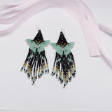 Rice Bead Earrings Hand Woven Butterfly Bohemia Fringed Earrings