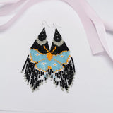 Rice Bead Earrings Hand Woven Butterfly Bohemia Fringed Earrings