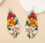 Rice Bead Earrings Hand Woven Butterfly Bohemia Fringed Earrings