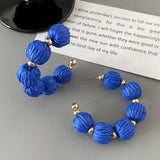 Navy Round Tassel Hanging Earrings Geometric Circle Pearl Drop Statement Jewelry