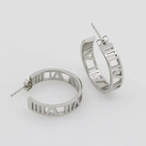 6mm Roman Numeral Stud Earring Top Titanium Steel Woman Earrings