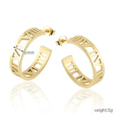 6mm Roman Numeral Stud Earring Top Titanium Steel Woman Earrings