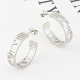 6mm Roman Numeral Stud Earring Top Titanium Steel Woman Earrings