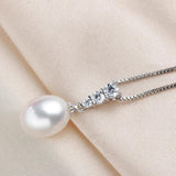 925 Silver Zircon Women's Pendant & Pearl Jewelry