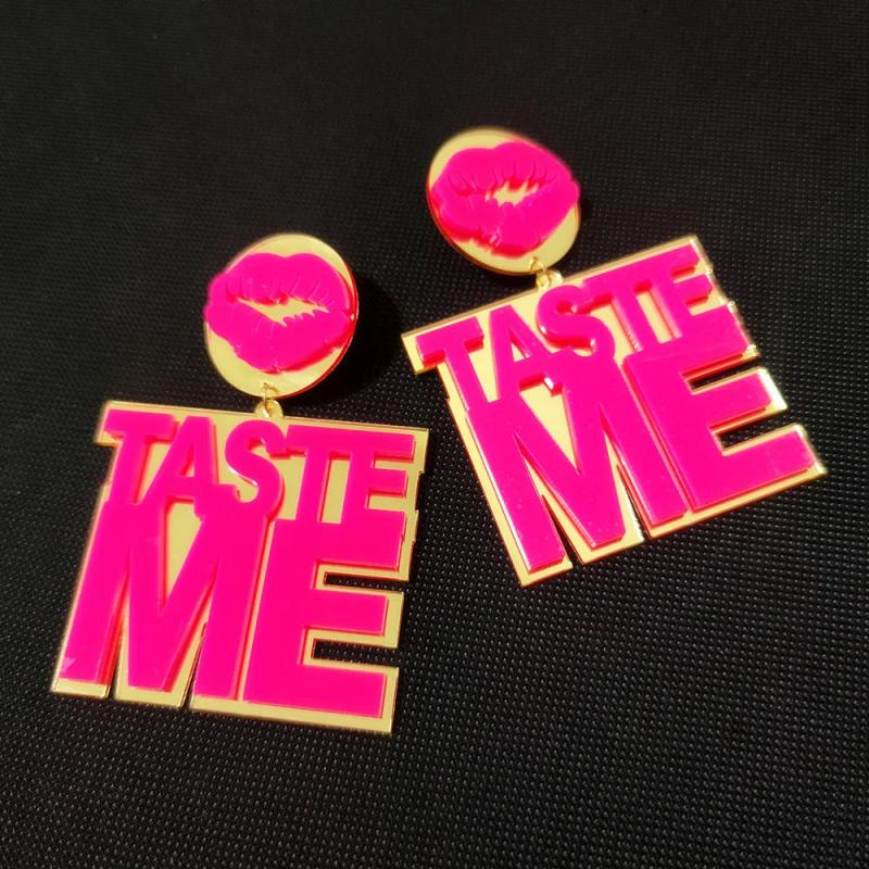 Hot Pink Lip Dangle Earrings Women HipHop Accessories