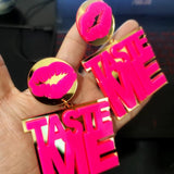 Hot Pink Lip Dangle Earrings Women HipHop Accessories