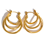 Geometric Hollow Hoop Earrings - Stainless Steel Modern Jewelry