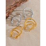 Geometric Hollow Hoop Earrings - Stainless Steel Modern Jewelry
