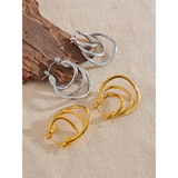 Geometric Hollow Hoop Earrings - Stainless Steel Modern Jewelry