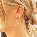 925 Silver Crystal Octagram Star Hoop Earrings Women