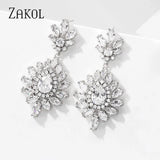 Shinny Crystal Leaf Drop Earrings for Women