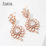 Shinny Crystal Leaf Drop Earrings for Women