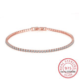 925 Sterling Silver Sparkling Strand Bracelet Women Link Tennis Bracelet