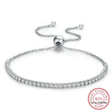925 Sterling Silver Sparkling Strand Bracelet Women Link Tennis Bracelet