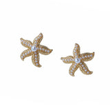 Vintage Pearl Star Metal Starfish Earrings For Women Party Gift E176