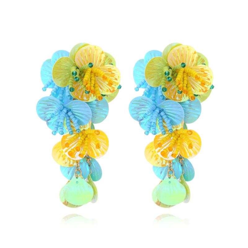Vintage Sequin Drop Dangle Earrings Women Party Jewelry