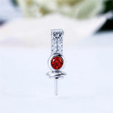 Silver 925 Pearl Charms Pendant Jewelry Gift Red Zircon SP415SB