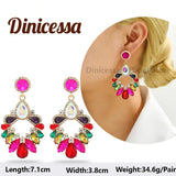 Colorful Crystal Tassel Long Drop Earrings Boho Jewelry