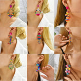 Colorful Crystal Tassel Long Drop Earrings Boho Jewelry
