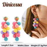 Colorful Crystal Tassel Long Drop Earrings Boho Jewelry