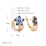 Kinel Natural Zircon Stud Earrings 585 Rose Flower Earrings Vintage Jewelry