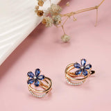 Kinel Natural Zircon Stud Earrings 585 Rose Flower Earrings Vintage Jewelry