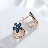 Kinel Natural Zircon Stud Earrings 585 Rose Flower Earrings Vintage Jewelry