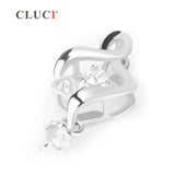 925 Silver Twist Heart Pendant Zircon Charms Pearl Jewelry