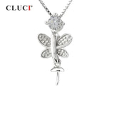 925 Silver Butterfly Pearl Pendant with Zircon Charms