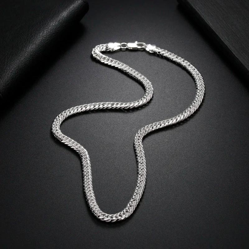 925 Sterling Silver 6MM Solid Chain Necklace for Men Women Wedding Jewelry